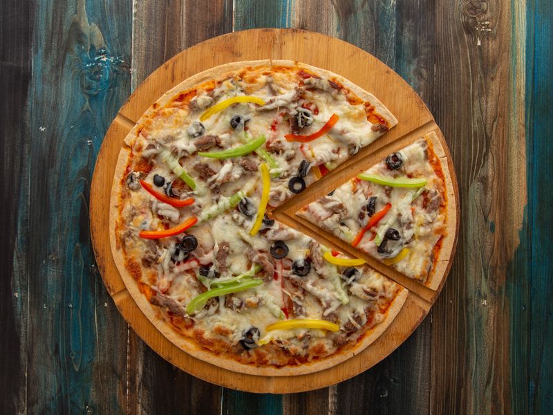 Veggie Supreme pizza loaded with fresh vegetables